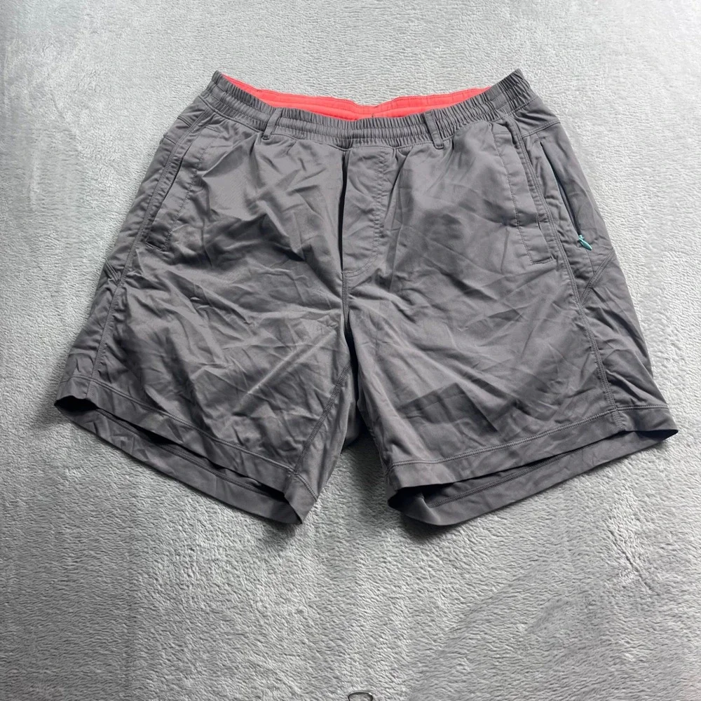 Birddogs Classic Boom Gym Shorts Grey Orange Liner Mens Large L 7 Inch Inseam